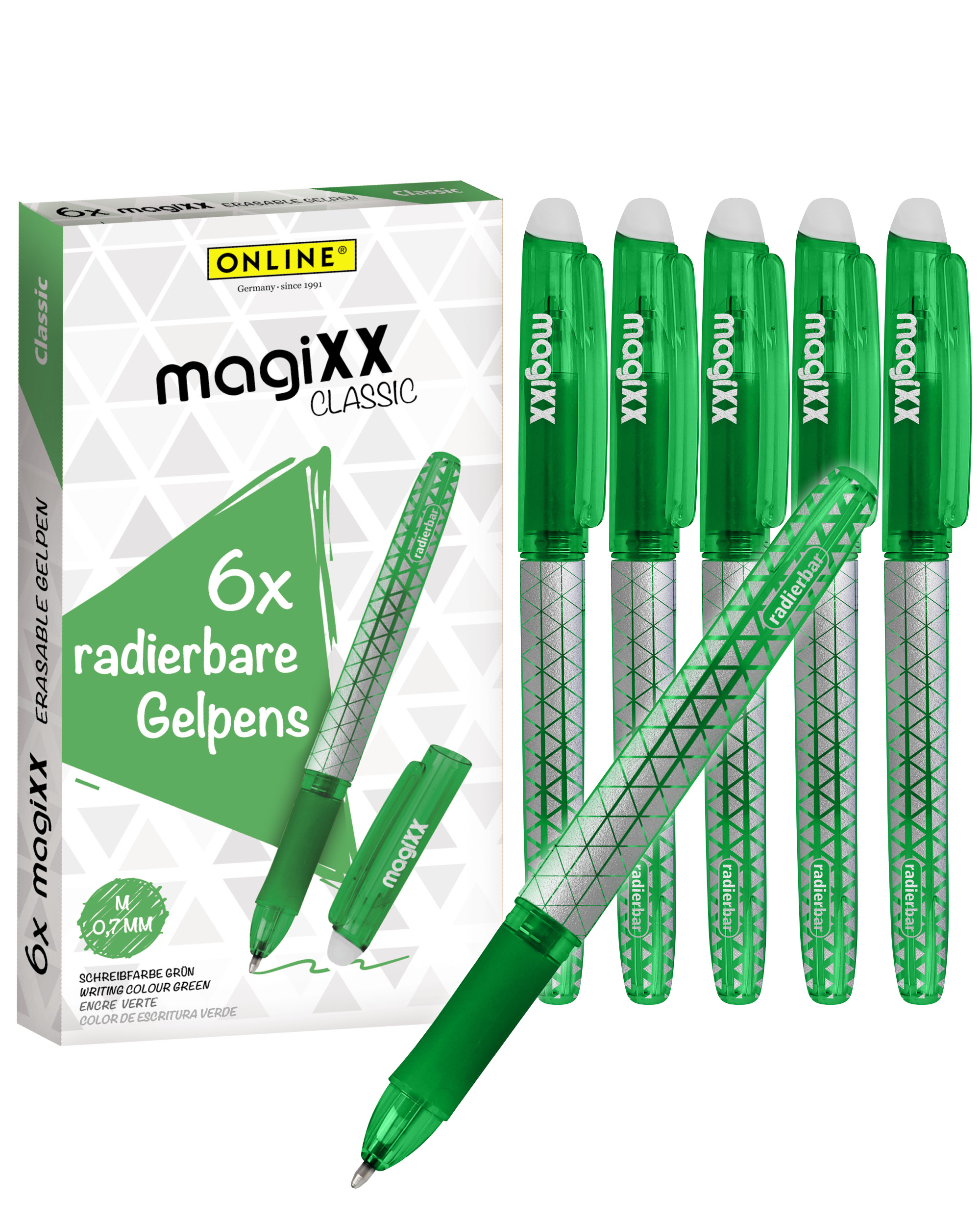 Erasable gel-pen ONLINE magiXX Classic green, pack of 6