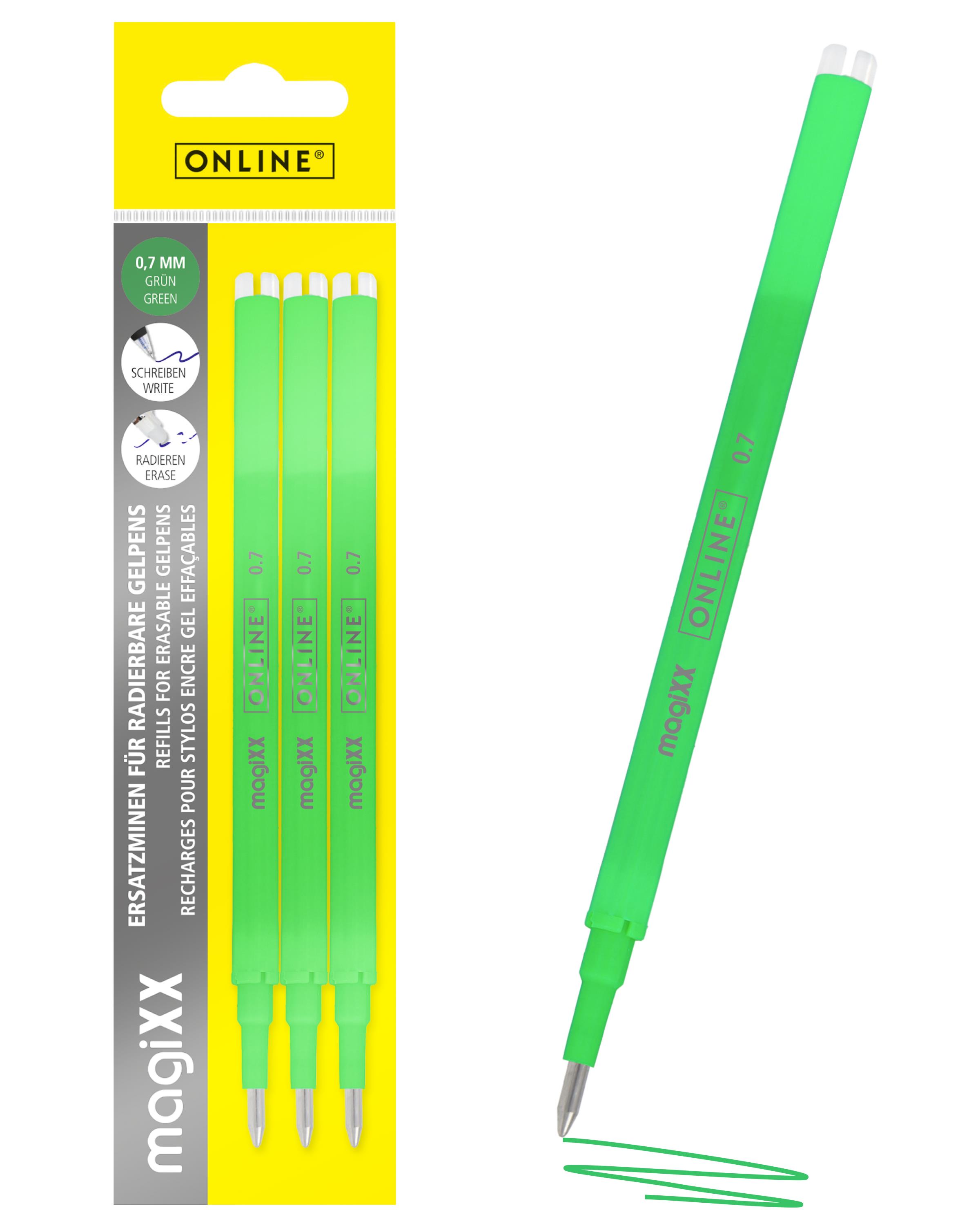 Erasable refills for ONLINE magiXX gel pens - 0.7 mm green