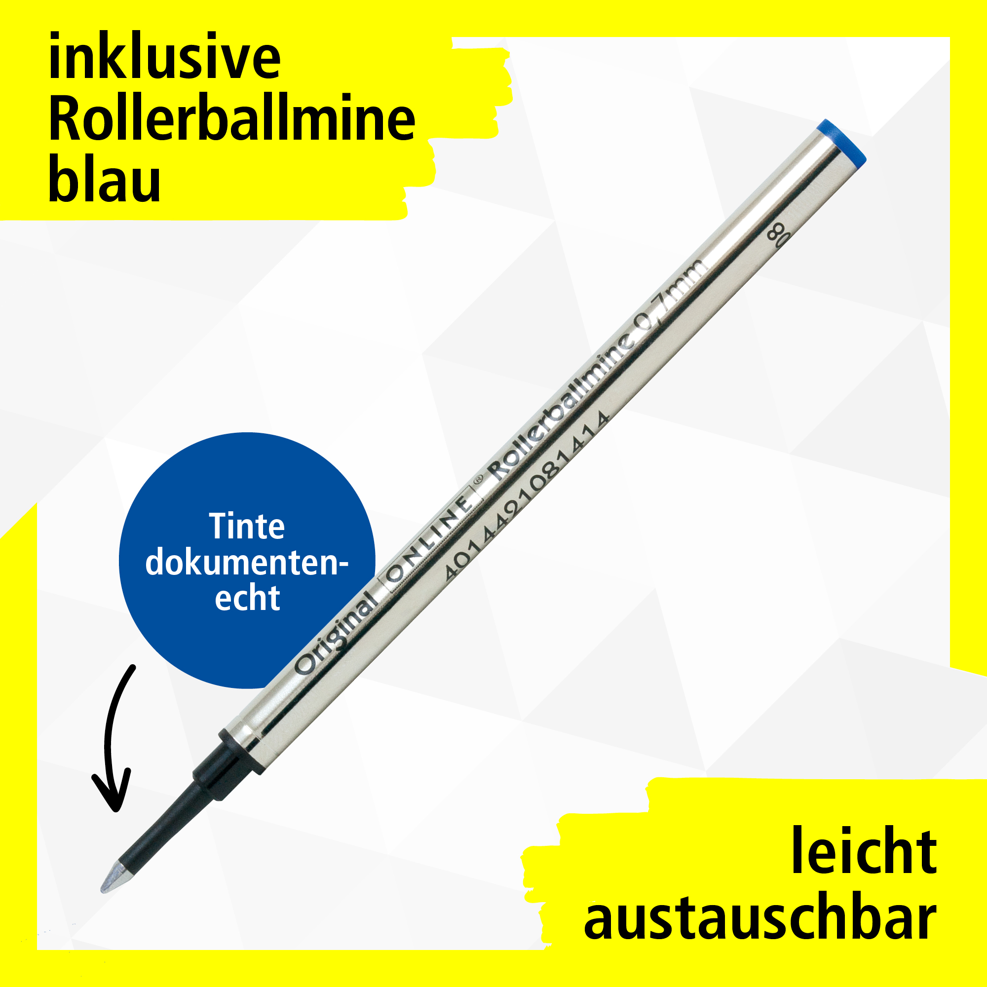 Inklusive Rollerballmine in blau