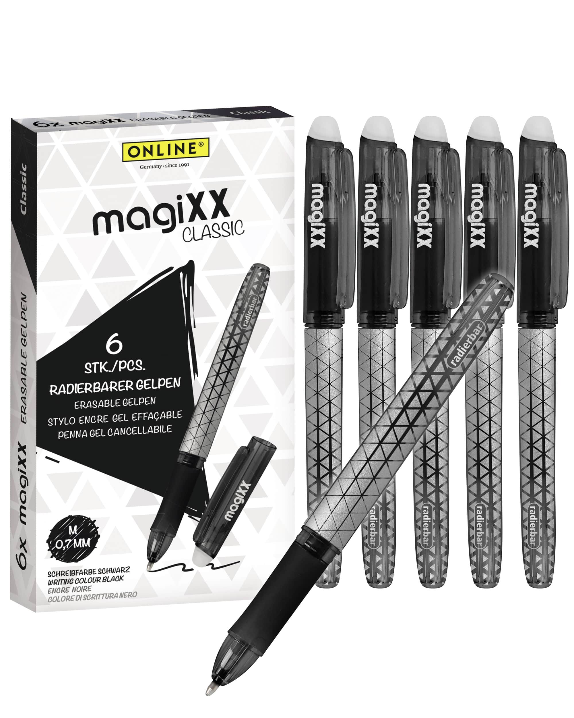 Erasable gel-pen ONLINE magiXX Classic black, pack of 6